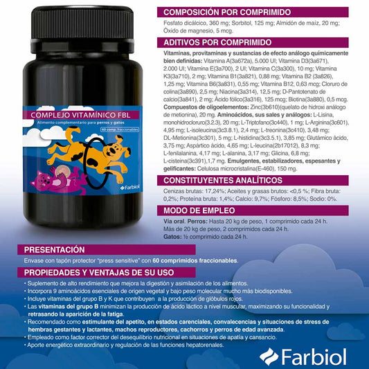 Complejo vitamínico FBL para perros y gatos · 60 comprimidos