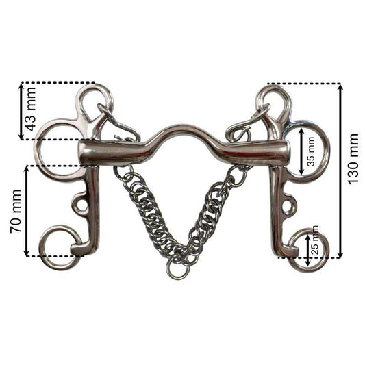 BOCADO PELHAM EMBOCADURA GRUESA PUENTE + CADENILLA INOX - Tienda Hípica Online | D’Hispania ®