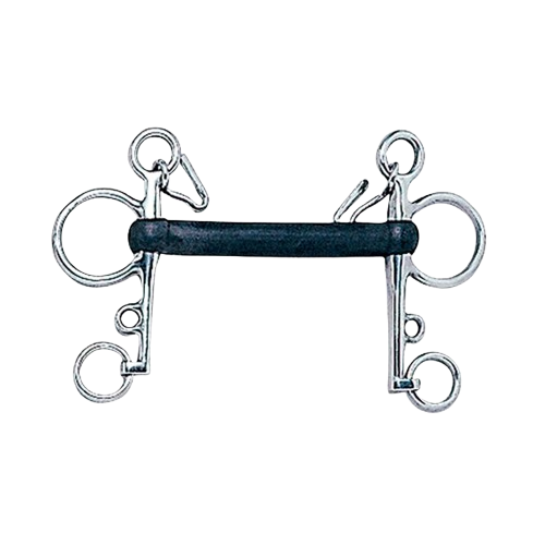 BOCADO PELHAM GOMA DURA INOX 21250R - Tienda Hípica Online | D’Hispania ®
