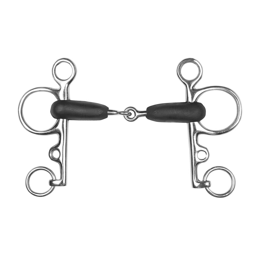 BOCADO PELHAM PARTIDO GOMA ECONÓMICO INOX - Tienda Hípica Online | D’Hispania ®