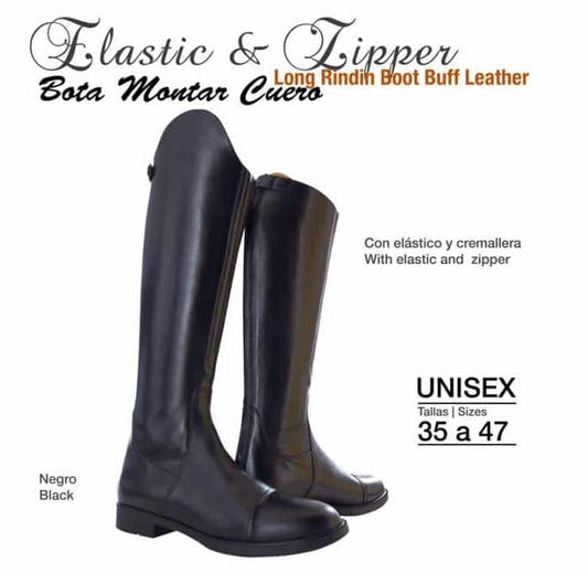 BOTA MONTAR ELÁSTICO & CREMALLERA EFL-140 NEGRO - Tienda Hípica Online | D’Hispania ®