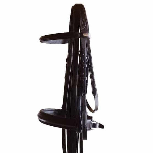 CABEZADA BDE04 CUERO INGLES DOBLE RIENDA (ME)TESTERO CON FORMA MUSEROLA CIERRE SUECO - Tienda Hípica Online | D’Hispania ®