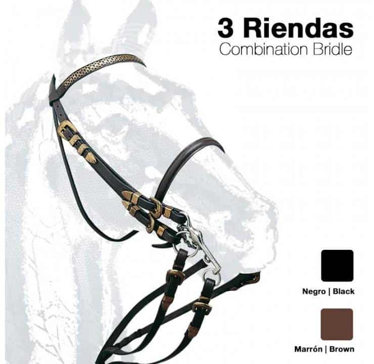 CABEZADA MONTAR CUERO 3-RIENDAS 1596 - Tienda Hípica Online | D’Hispania ®