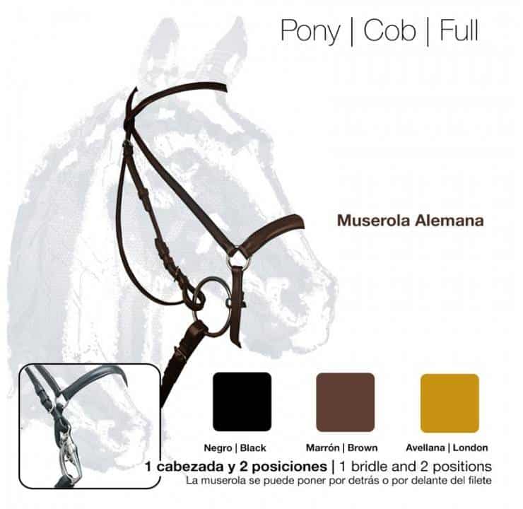 CABEZADA MONTAR MUSEROLA ALEMANA 1501 - Tienda Hípica Online | D’Hispania ®