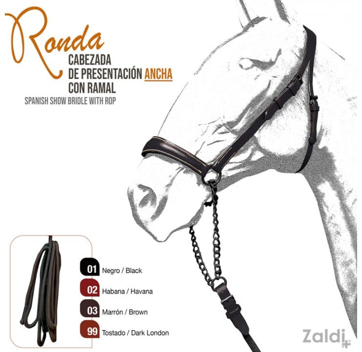 CABEZADA PRESENTACIÓN ANCHA CON RAMAL RONDA - Tienda Hípica Online | D’Hispania ®