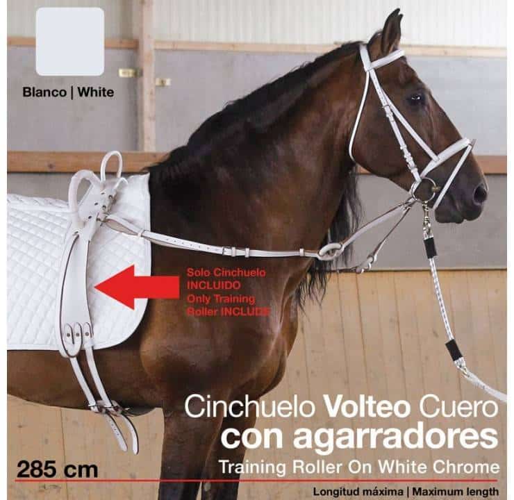 CINCHUELO VOLTEO CUERO CON AGARRADORES 0693 BLANCO - Tienda Hípica Online | D’Hispania ®