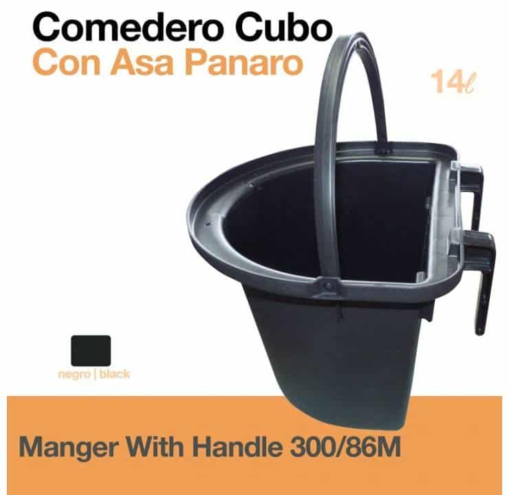 COMEDERO CUBO CON ASA PANARO 300/86M NEGRO - Tienda Hípica Online | D’Hispania ®