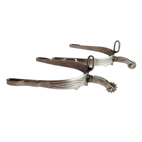 ESPUELA VAQUERA ACERO INOXIDABLE GALLO CURVO RULETA INGLESA - Tienda Hípica Online | D’Hispania ®