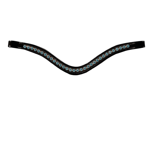 FRONTALERA INGLESA CHAROL/CRISTAL AZUL BR04 NEGRO - Tienda Hípica Online | D’Hispania ®