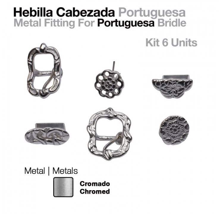 HEBILLA CABEZADA PORTUGUESA CROMADO JUEGO - Tienda Hípica Online | D’Hispania ®