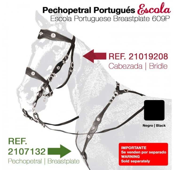 PECHOPETRAL PORTUGUÉS ESCOLA NEGRO - Tienda Hípica Online | D’Hispania ®