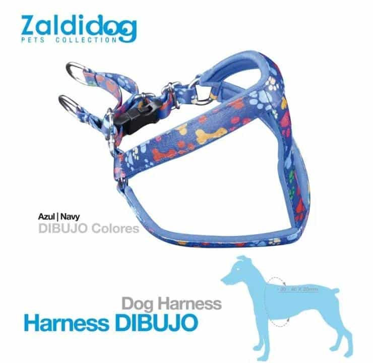 PERRO HARNESS DIBUJO COLORES 30-40cm X 20mm AZUL - Tienda Hípica Online | D’Hispania ®