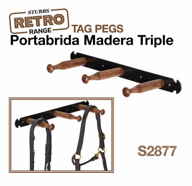 PORTABRIDA MADERA TRIPLE STUBBS RETRO TACK PEGS S2877 - Tienda Hípica Online | D’Hispania ®