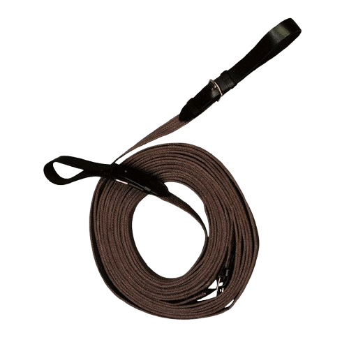 RIENDAS LARGAS LONA PIE A TIERRA MARRÓN 9m - Tienda Hípica Online | D’Hispania ®