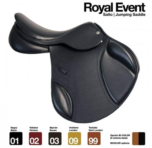 SILLA ZALDI SALTO ROYAL EVENT - Rodilleras Exteriores Armadura Ajustable Tecnología Avanzada - Tienda Hípica Online | D’Hispania ®