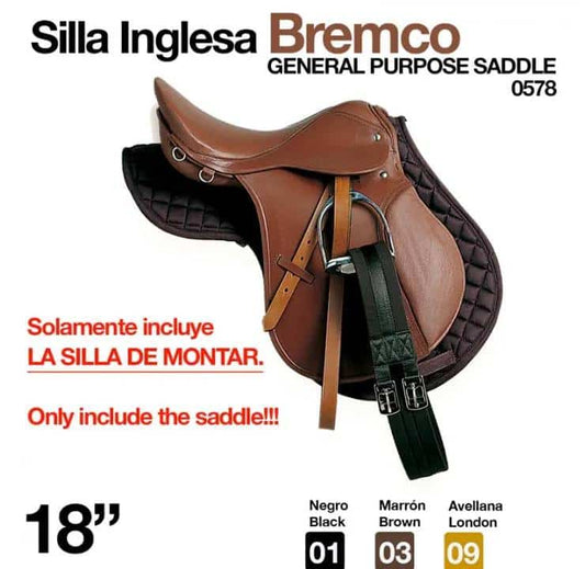 Silla Inglesa BREMCO 2024 - 18" Cuero Primera Calidad - Tienda Hípica Online | D’Hispania ®