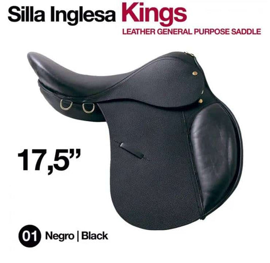 Silla Inglesa Kings 2024 - Uso General Cuero Negro Premium - Tienda Hípica Online | D’Hispania ®