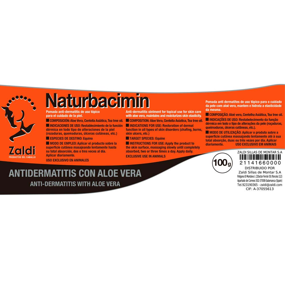 ZALDI ANTIDERMATITIS POMADA NATURBACIMICIN 100gr - Tienda Hípica Online | D’Hispania ®