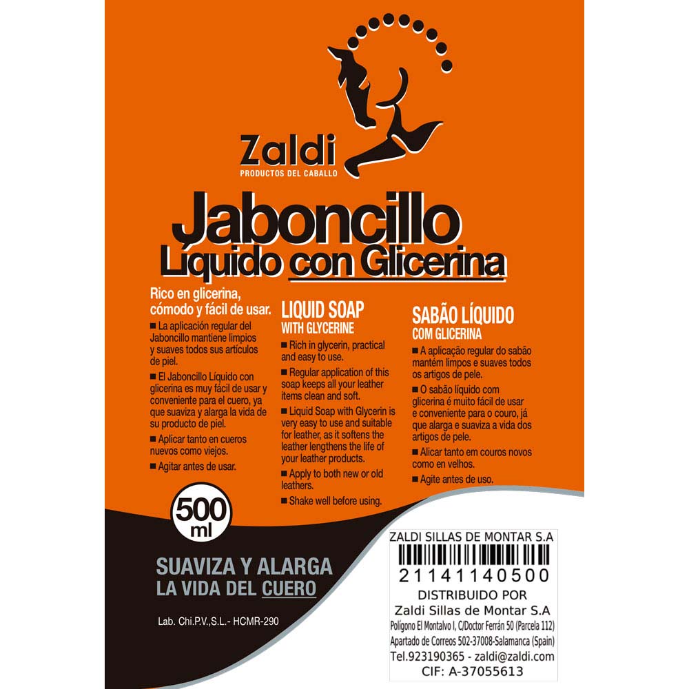 ZALDI JABONCILLO LÍQUIDO CON GLICERINA 0.5 litros - Tienda Hípica Online | D’Hispania ®