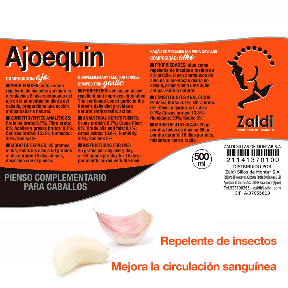 ZALDI PIENSO COMPLEMENTARIO AJOEQUIN 0.600gr - Tienda Hípica Online | D’Hispania ®