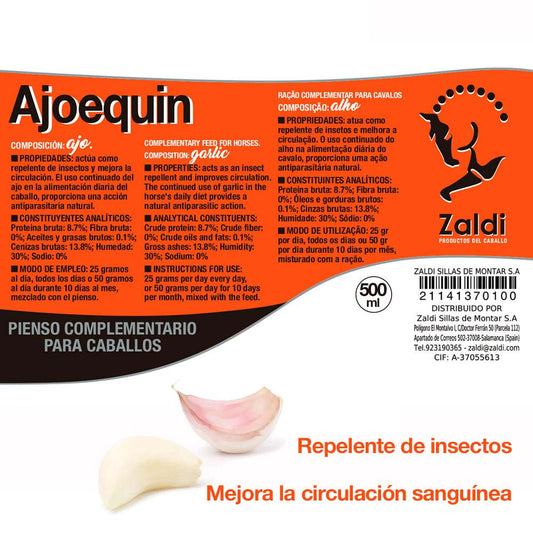 ZALDI PIENSO COMPLEMENTARIO AJOEQUIN 0.600gr - Tienda Hípica Online | D’Hispania ®