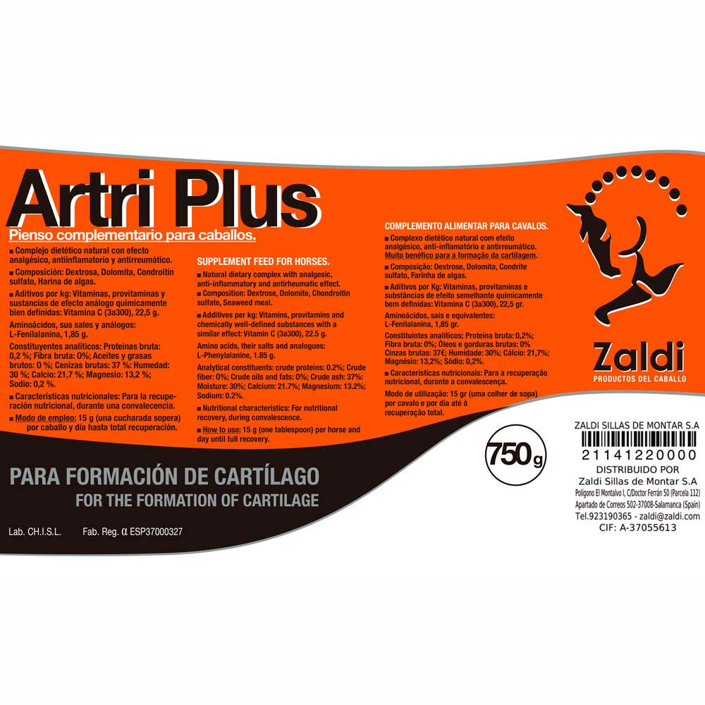 ZALDI PIENSO COMPLEMENTARIO ARTRIPLUS 0.750 kg - Tienda Hípica Online | D’Hispania ®
