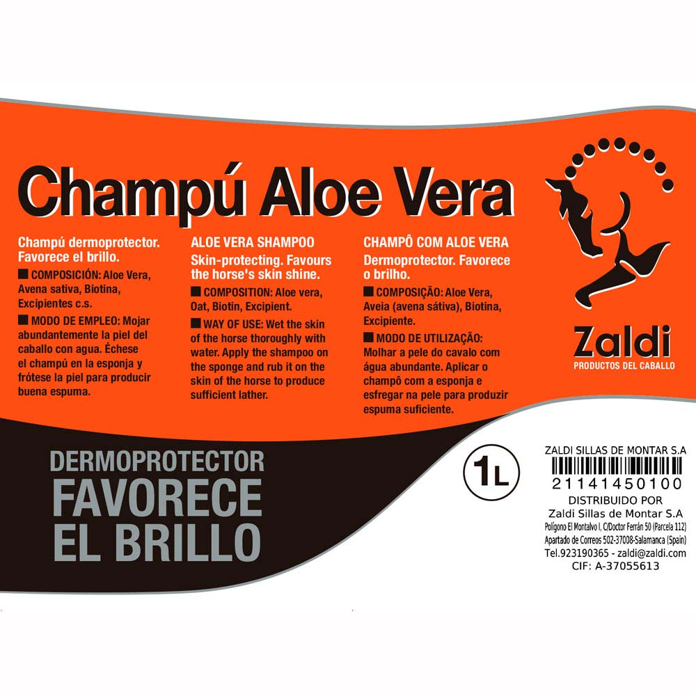 ZALDI PREMIUM CHAMPÚ ALOE VERA 1 litro - Tienda Hípica Online | D’Hispania ®