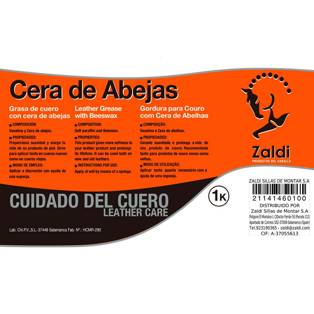ZALDI PREMIUM GRASA CUERO CERA ABEJAS 1kg - Tienda Hípica Online | D’Hispania ®