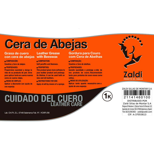 ZALDI PREMIUM GRASA CUERO CERA ABEJAS 1kg - Tienda Hípica Online | D’Hispania ®