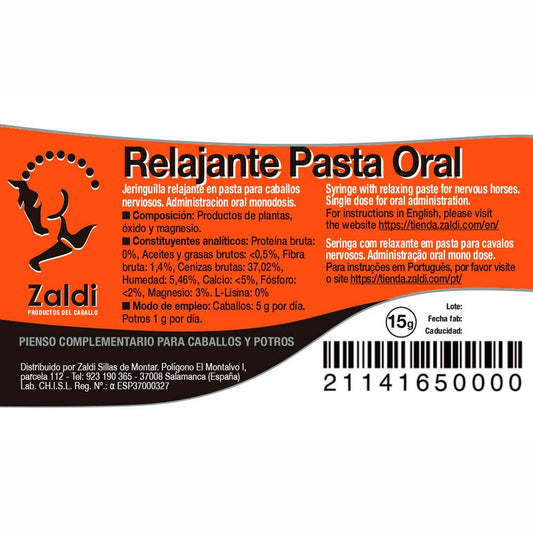ZALDI RELAJANTE PARA CABALLOS JERINGUILLA - Tienda Hípica Online | D’Hispania ®