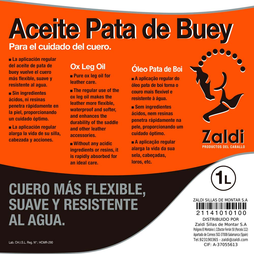 Zaldi Aceite Pata de Buey - Cuidado Premium Cuero Múltiples Tamaños - Tienda Hípica Online | D’Hispania ®