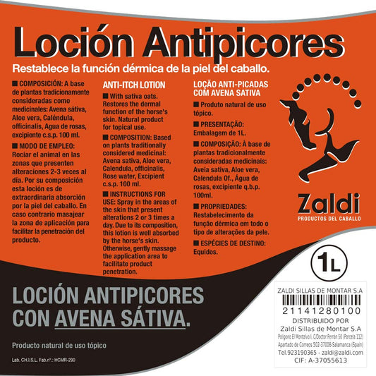 Zaldi Loción Antipicores Avena Sativa 1L - Restablece Función Dérmica - Tienda Hípica Online | D’Hispania ®