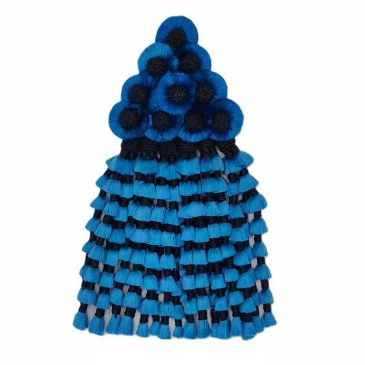 Deluxe light blue silk mosquero from D'Hispania, featuring a smooth texture and elegant design for equestrian use.