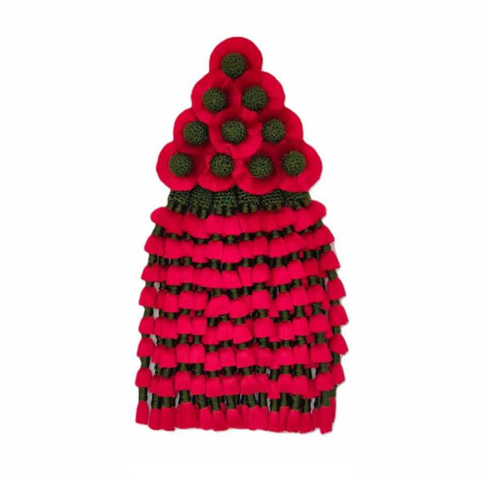 Deluxe red silk mosquero by D'Hispania, featuring a luxurious design suitable for equestrian use.