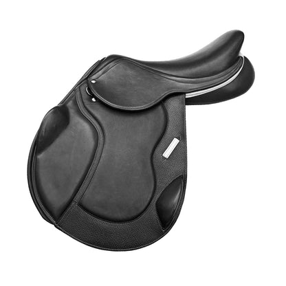 Silla inglesa para salto de hípica en color negro, con estructura de madera y cojín acolchado, de la marca Tienda Hípica D'hispania.