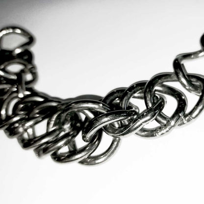 Cadena de barbad para boca de filete en acero inoxidable bitono envejecido, accesorio para montura hípica.