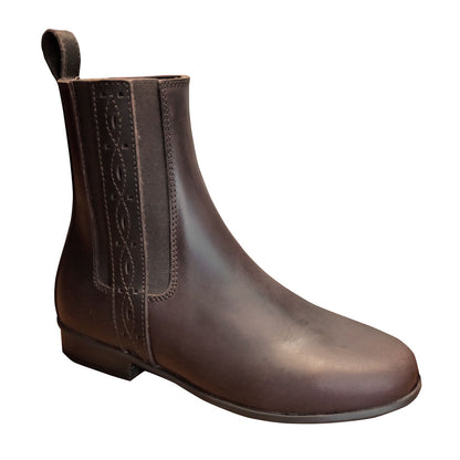 Botines españoles de piel americana con elástico, diseñados para comodidad y estilo en actividades hípicas.