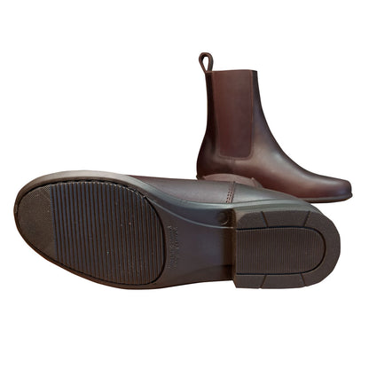 Botines españoles de piel elástica para hípica, estilo clásico y cómodo, en color marrón.
