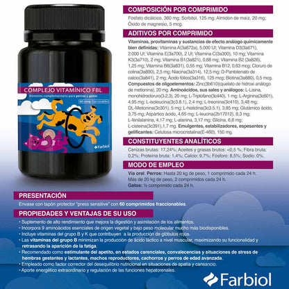 Complejo vitamínico FBL para perros y gatos · 60 comprimidos