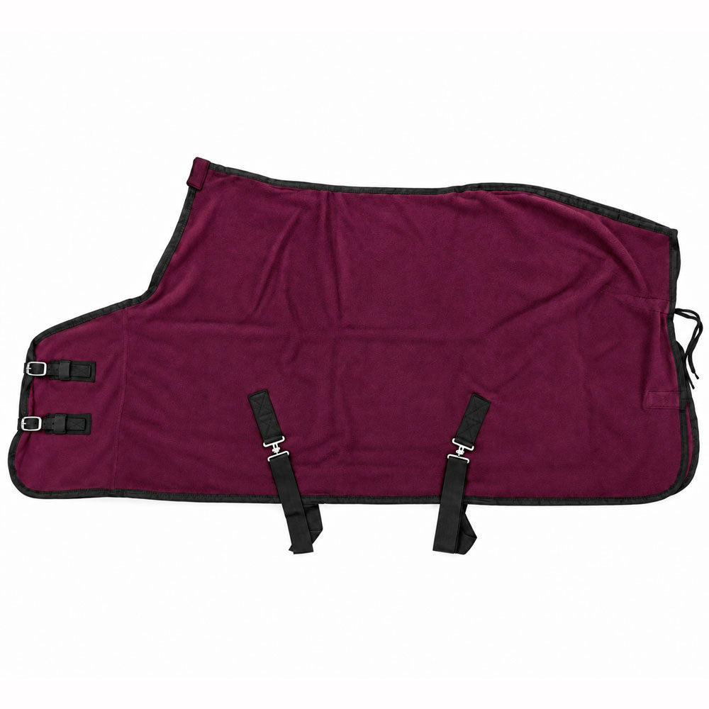 Manta polar para caballo con cinchuelo Granate