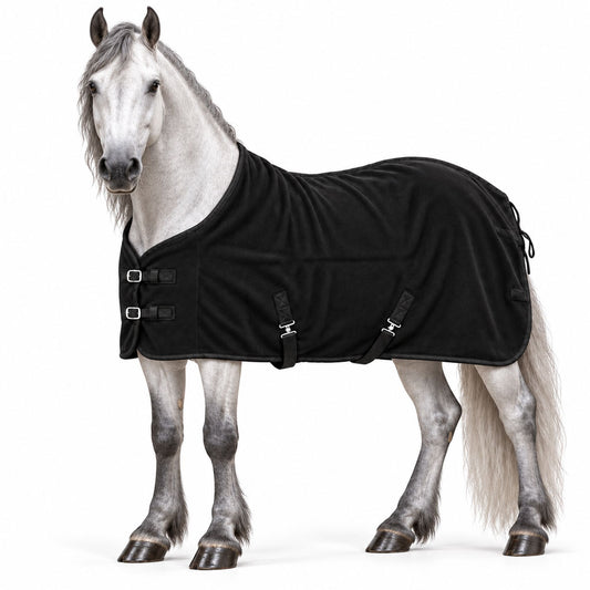 Manta polar para caballo con cinchuelo Negro