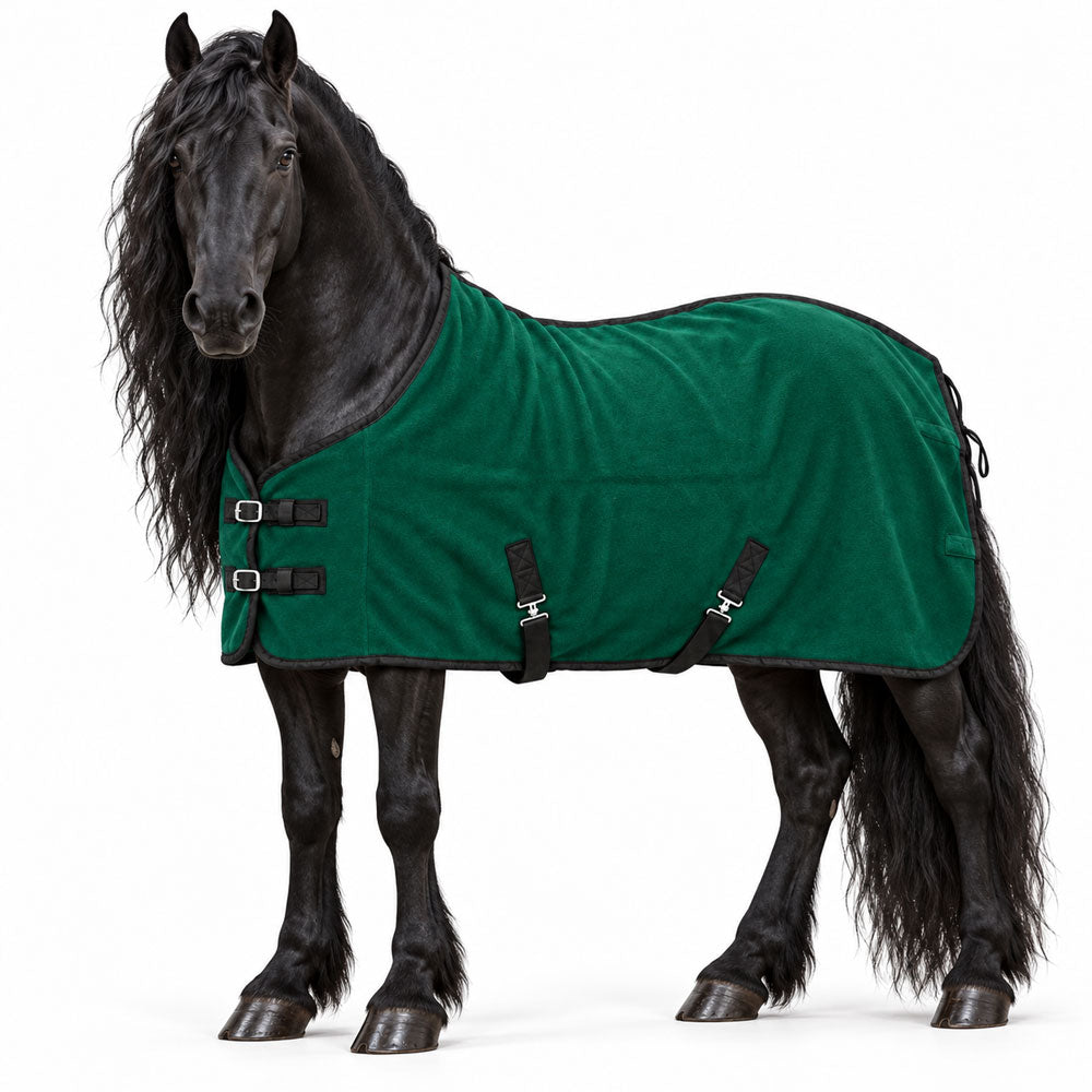 Manta polar para caballo con cinchuelo Verde