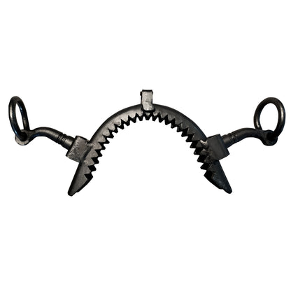 Muserola vaquera forja con pilares largos en acabado inox bitono envejecido, ideal para montura y accesorios hípicos.