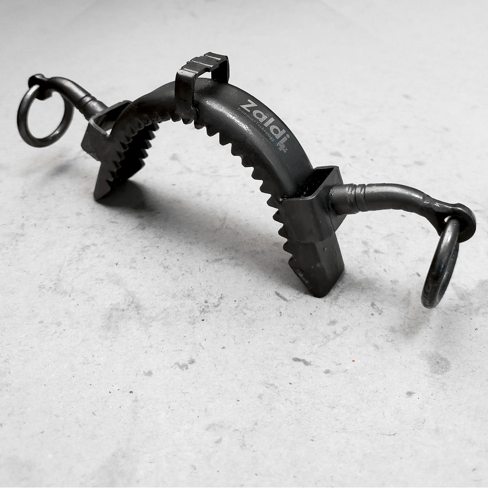 Muserola vaquera en acero inoxidable bitono envejecido con pilares largos para herraduras y caballos, de Tienda Hípica Online.