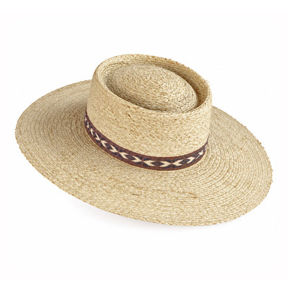 Sombrero cordobés de paja Fukiu con cinta de rombos