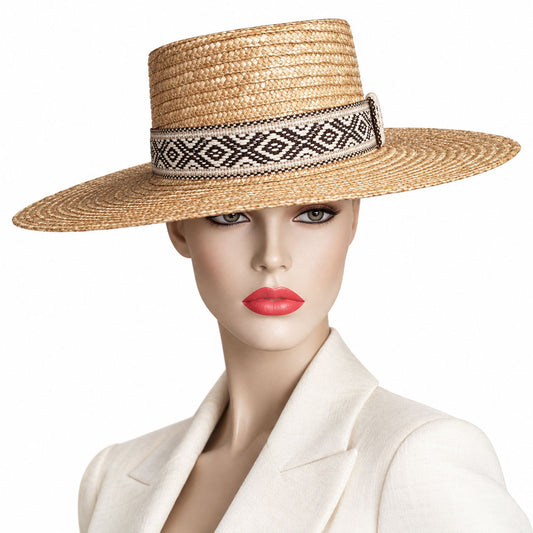 Sombrero de rafia trenzada estilo cordobés con ala ancha de 11 cm