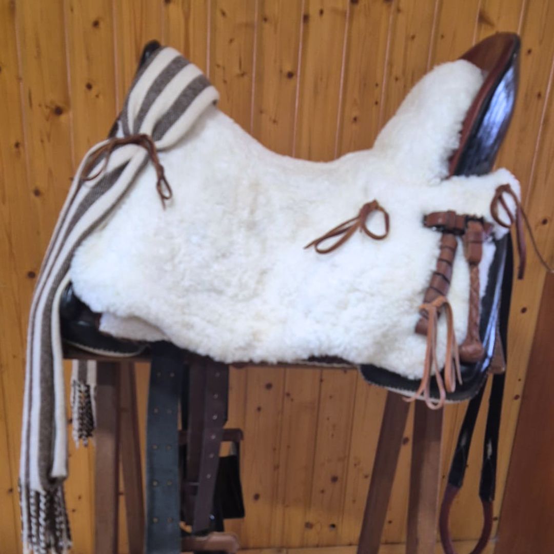 Silla vaquera de ocasión de la marca D'Hispania, montura artesanal semi nueva para montar a caballo, en color marrón.