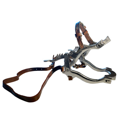 Abrebocas de acero inoxidable con correa de cuero para caballos, ideal para entrenamiento y doma, de Tienda Hípica D'Hispania.