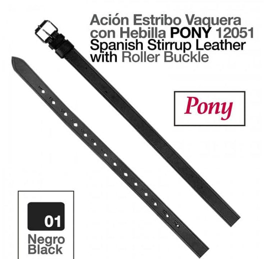 ACIÓN ESTRIBO VAQUERA C/HEBILLA PONY 12051 NEGRO - Tienda Hípica Online | D’Hispania ®