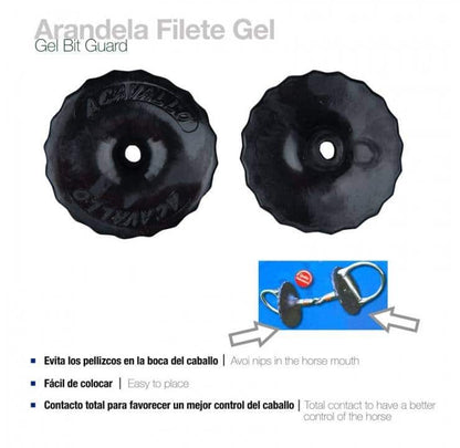 Arandela filete de gel Bit Guard AC760 en par negro, arandelas de equitación para protección y ajuste en piezas de caballos.
